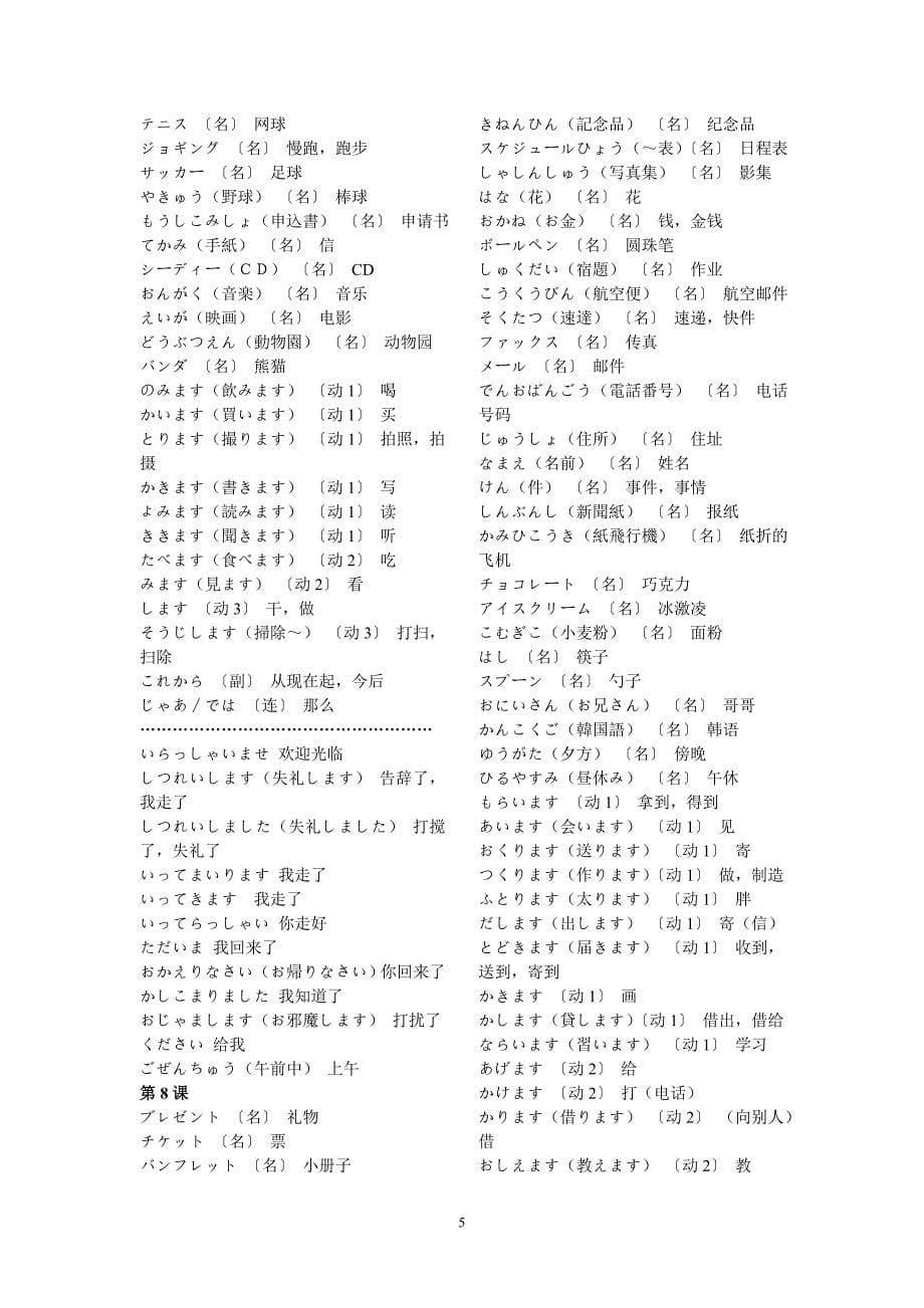 新版标准日本语初级单词_日语学习_外语学习_教育专区_第5页
