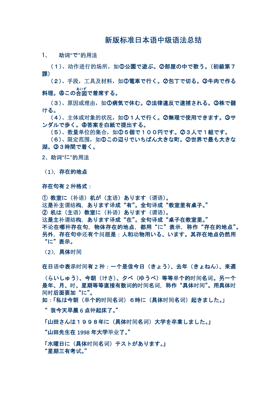 新版标准日本语中级语法总结_日语学习_外语学习_教育专区_第1页