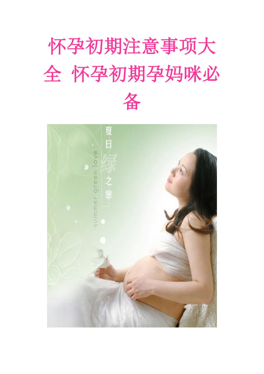 怀孕初期注意事项大全指南_第1页