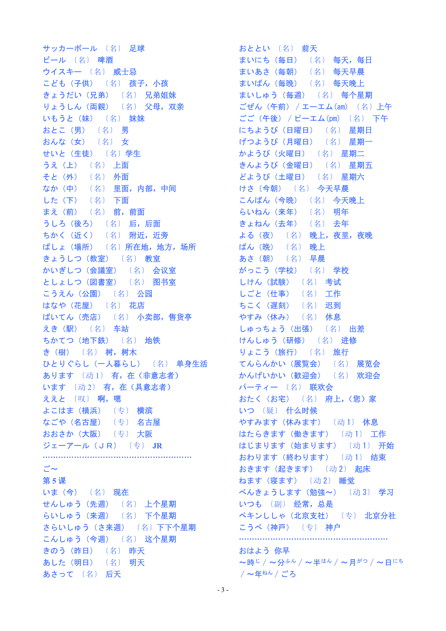 -上册下册)全部单词_日语学习_外语学习_教育专区_第3页