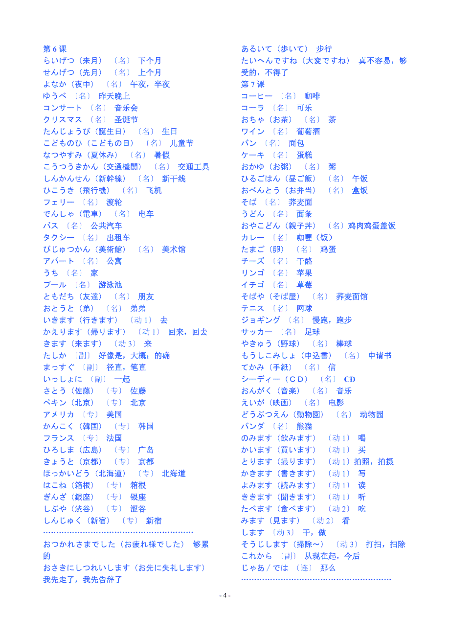 -上册下册)全部单词_日语学习_外语学习_教育专区_第4页