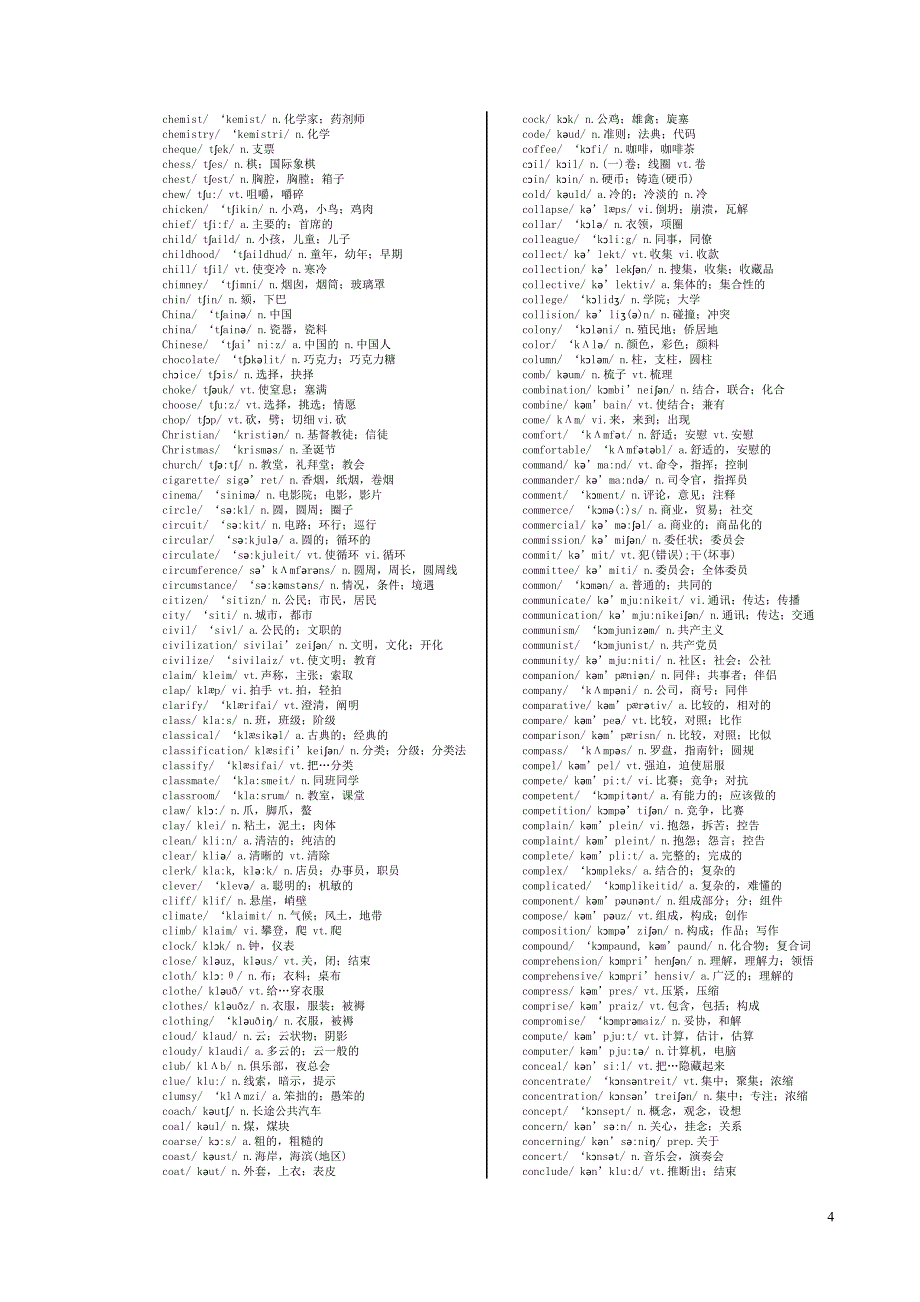 英语四级词汇表带音标()_第4页