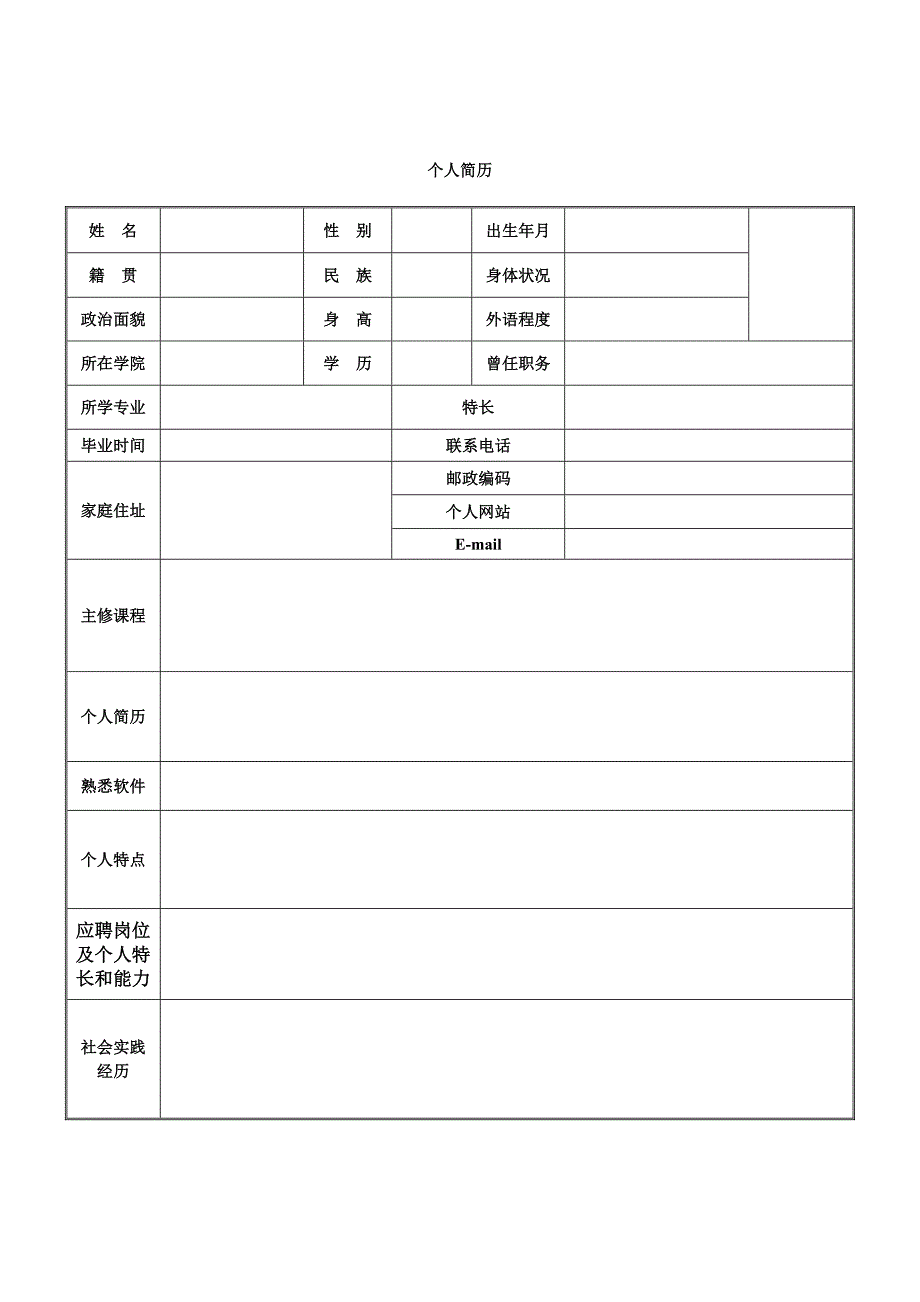 完整的个人简历表格样本[1]_第4页