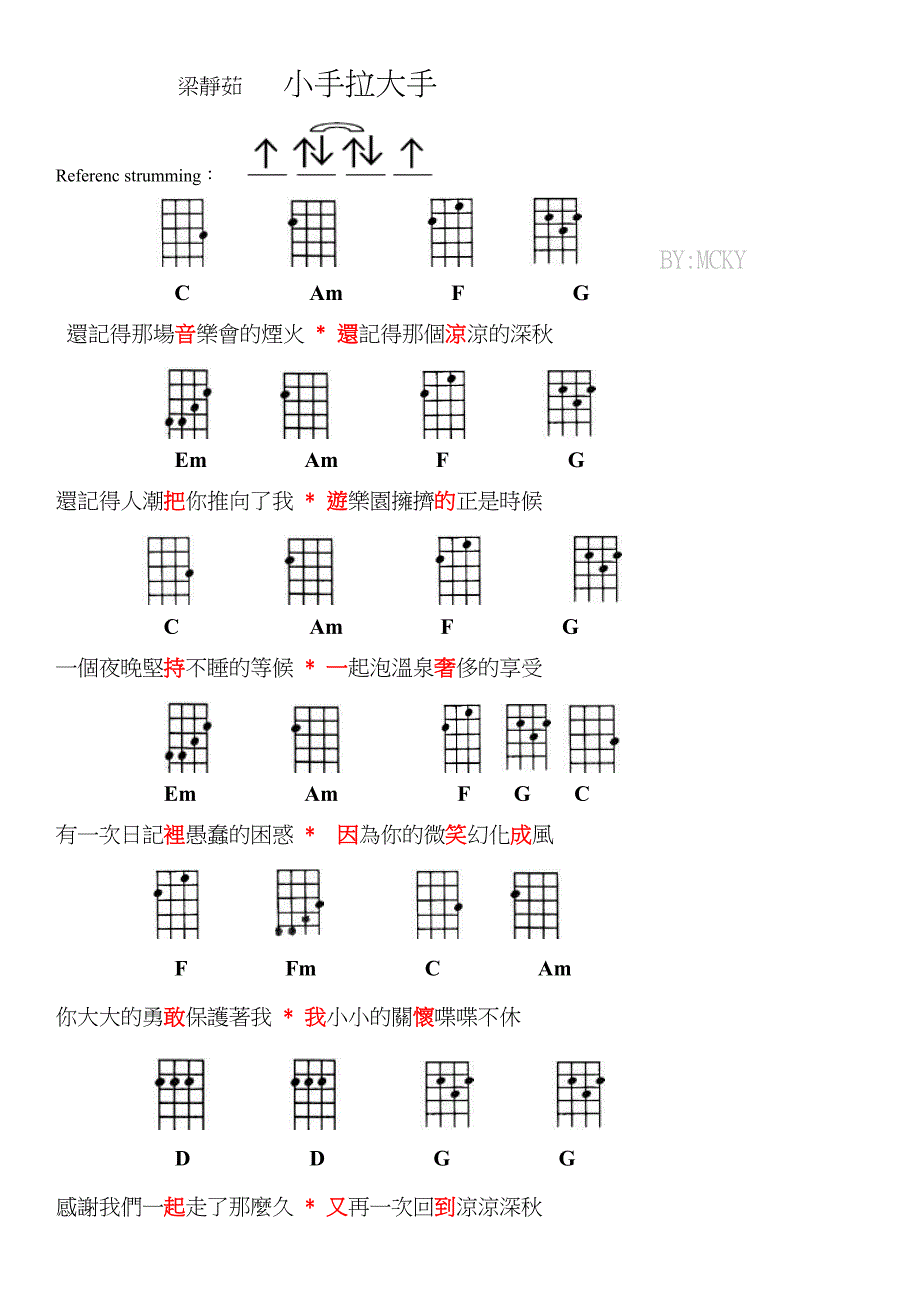 小手拉大手尤克里里谱_第1页