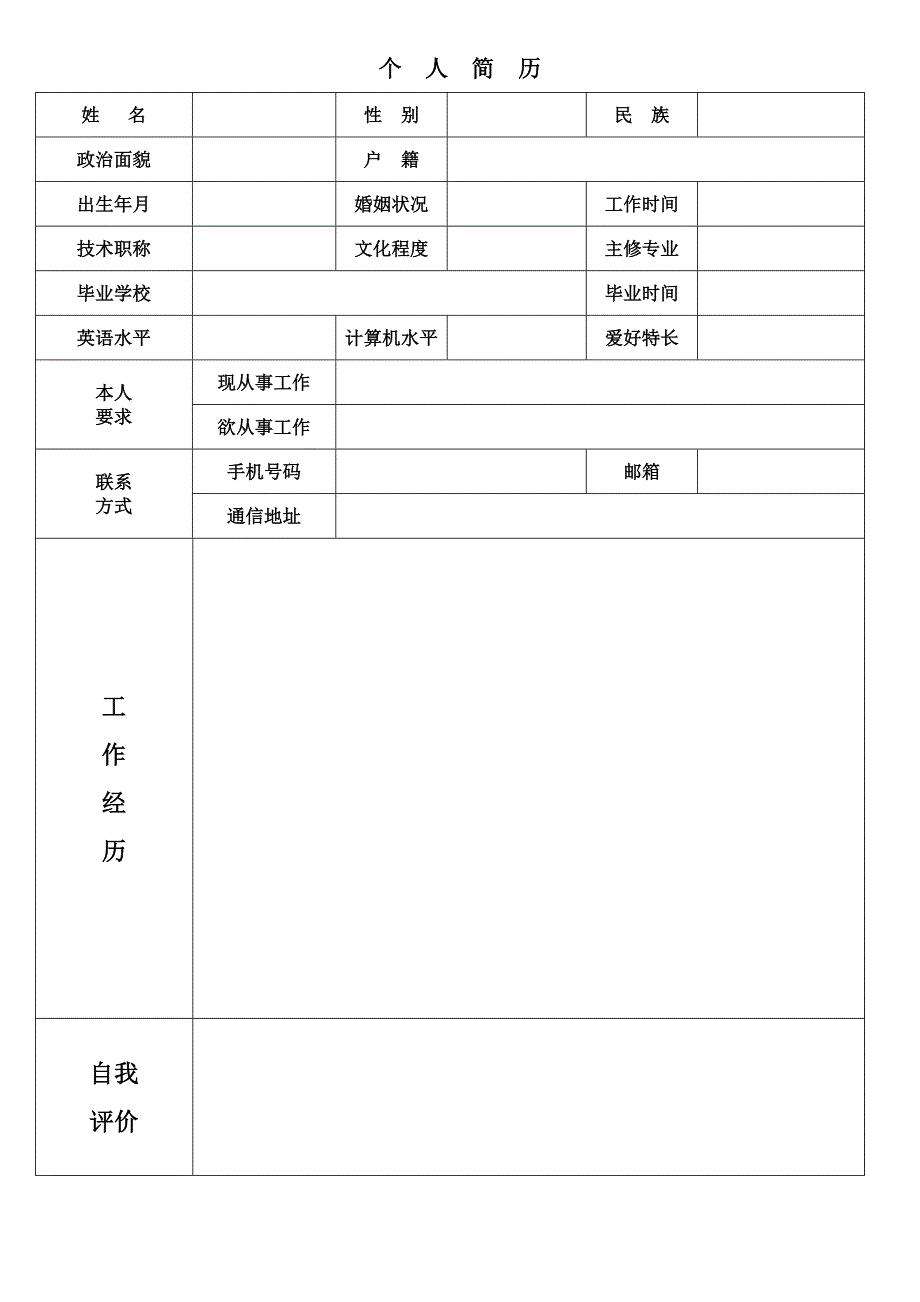 简单实用个人简历表格_第1页