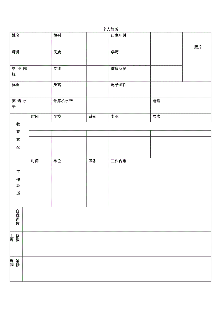 完整的个人简历表格样本_第3页