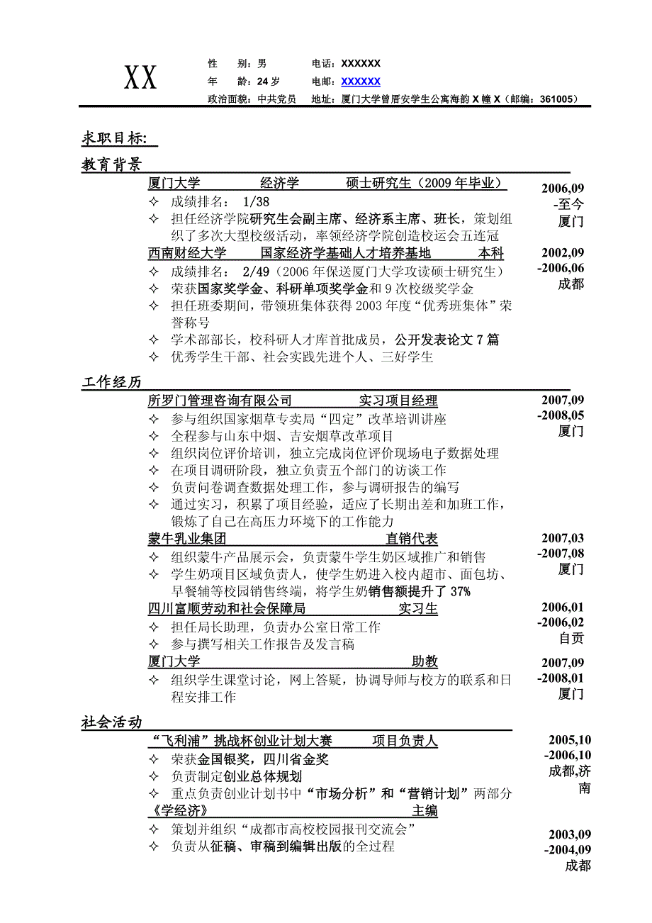 英文简历模板_第2页