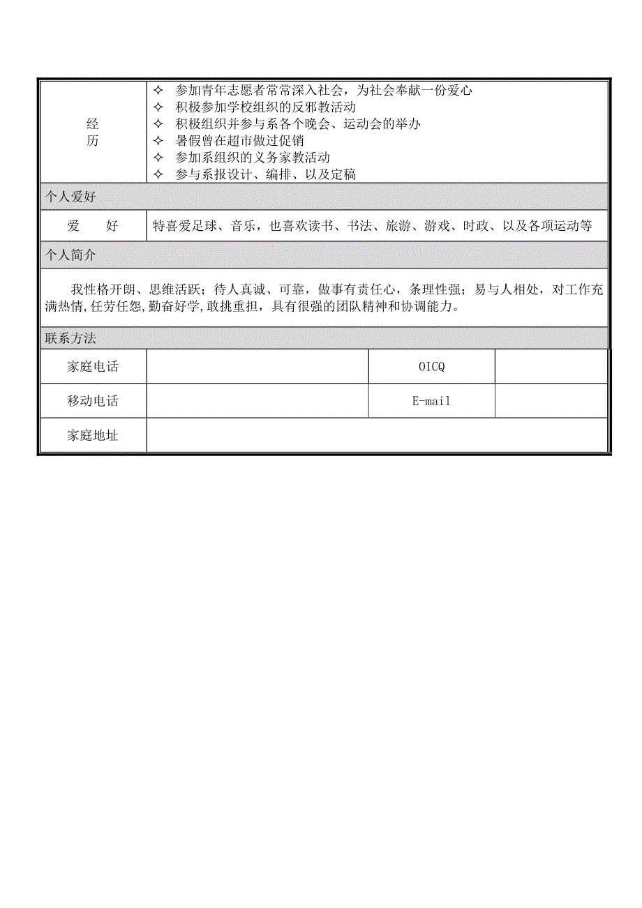 个人简历模板大全_可直接下载使用(word版)_第4页