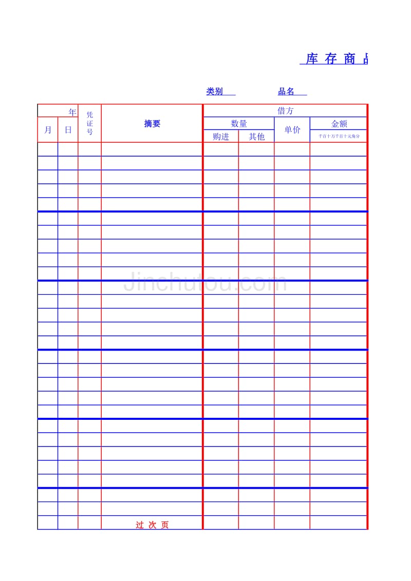 库存商品明细账表格_第1页