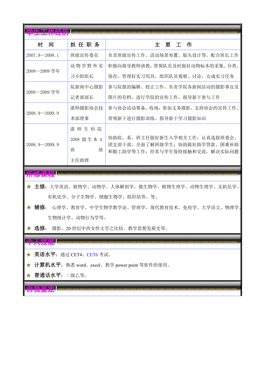 优秀师范生个人简历表_第2页