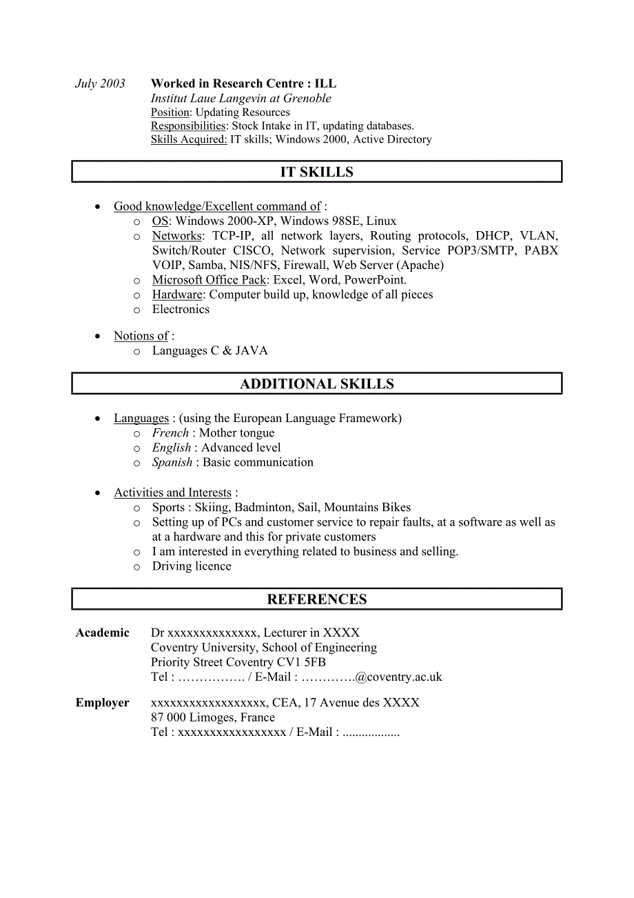 英文求职简历模板 CV or Resume model_第2页