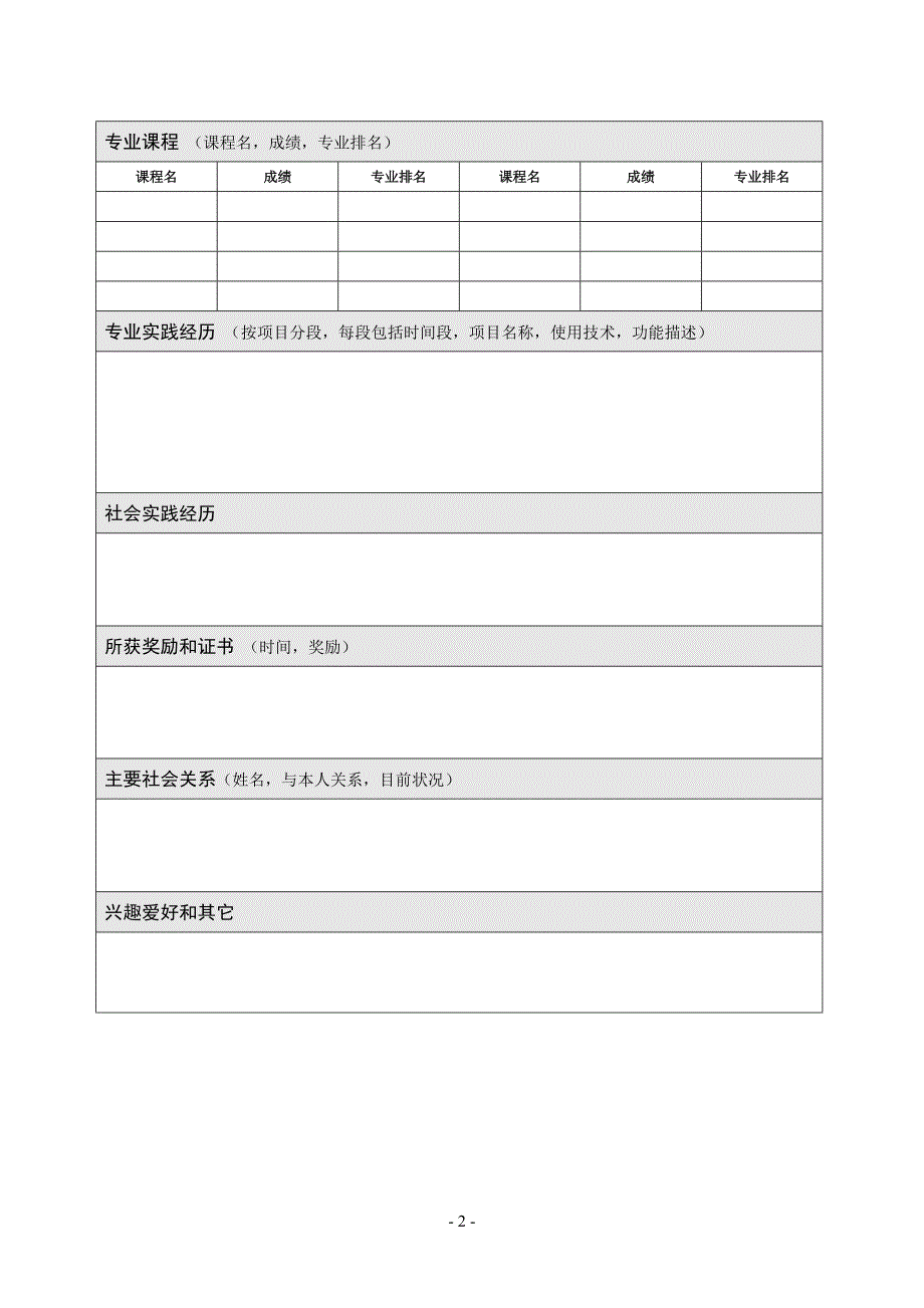 毕业生实习生求职简历模板_第2页