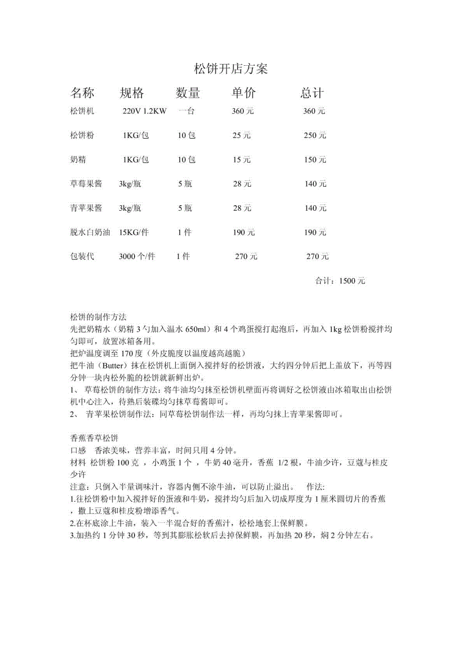 松饼开店方案_第1页