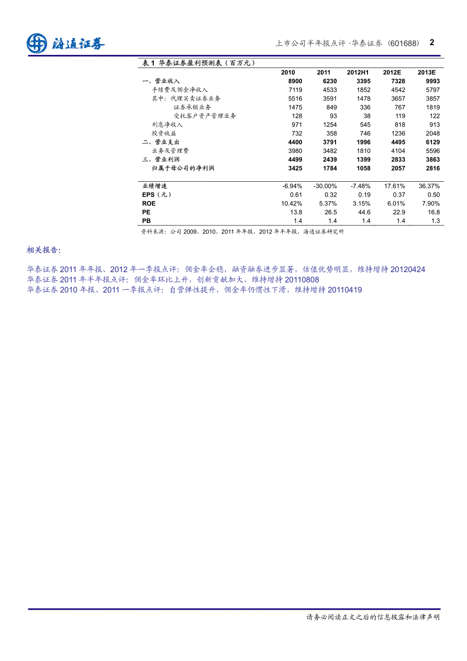 公司研究－董乐－上市公司半年报点评，季度业绩回升，PB安全_第2页