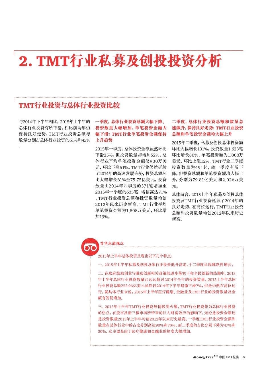 MoneyTree™ 中国 TMT 报告（2015年一、二季度）（2015年9月）_第5页