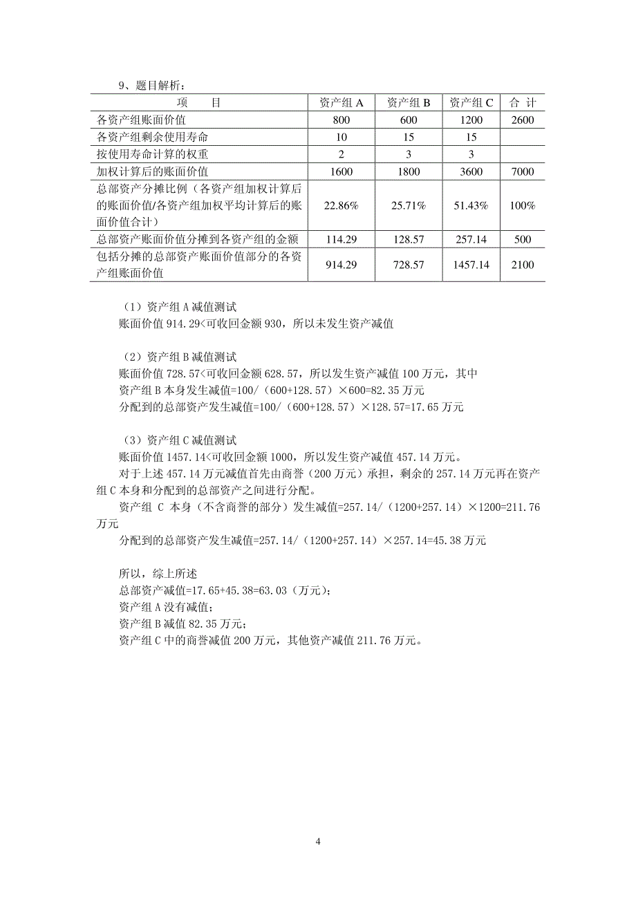 CPA《会计》第八章资产减值-答案_第4页