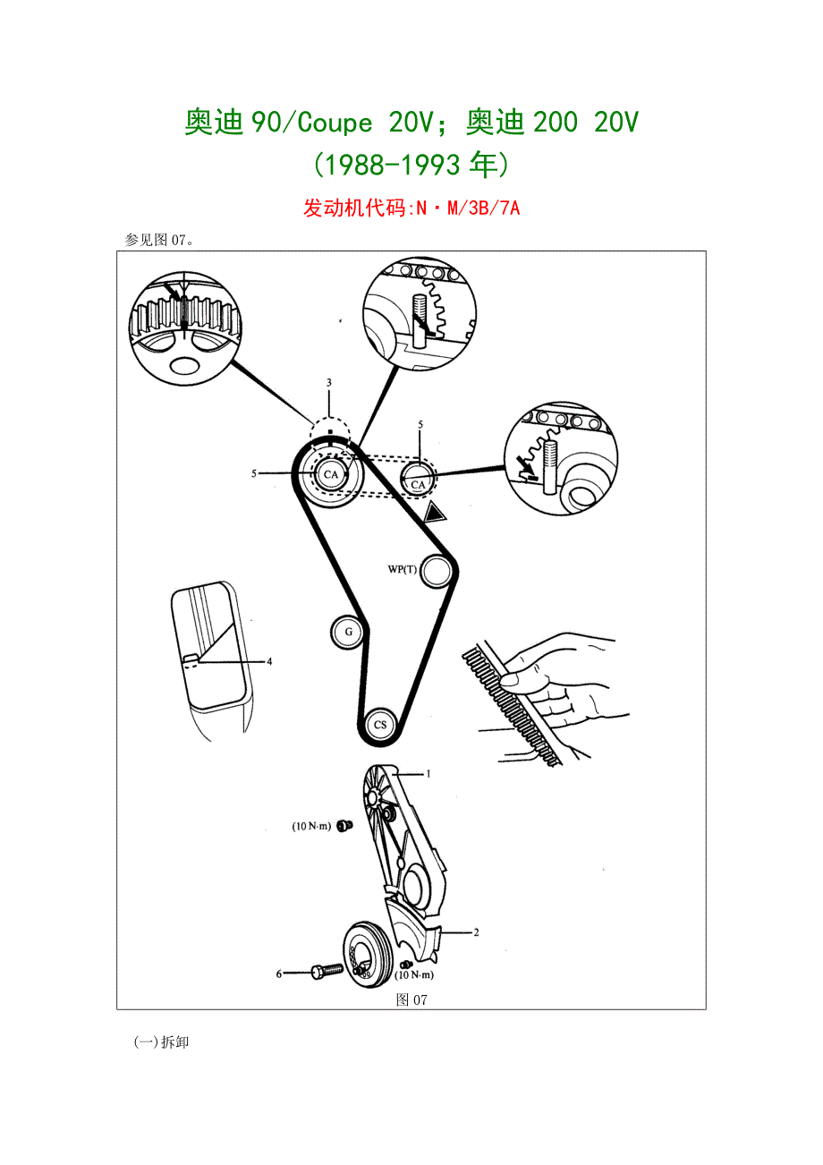 奥迪车系正时－奥迪90 20V、奥迪Coupe 20V；奥迪200 20V (1988-1993年)_第1页