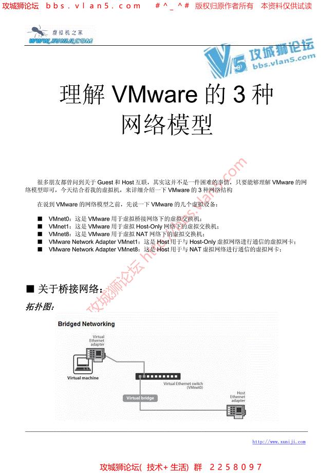 vmware中级教程 理解VMware的3种网络模型