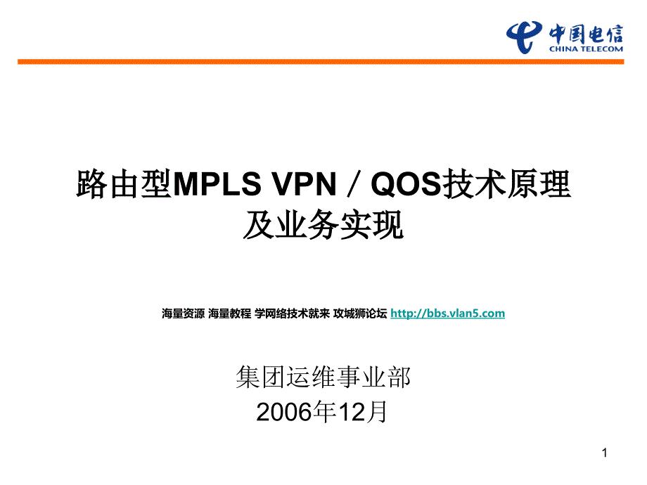 中国电信路由型MPLS V-P-N／QOS技术原理及业务实现