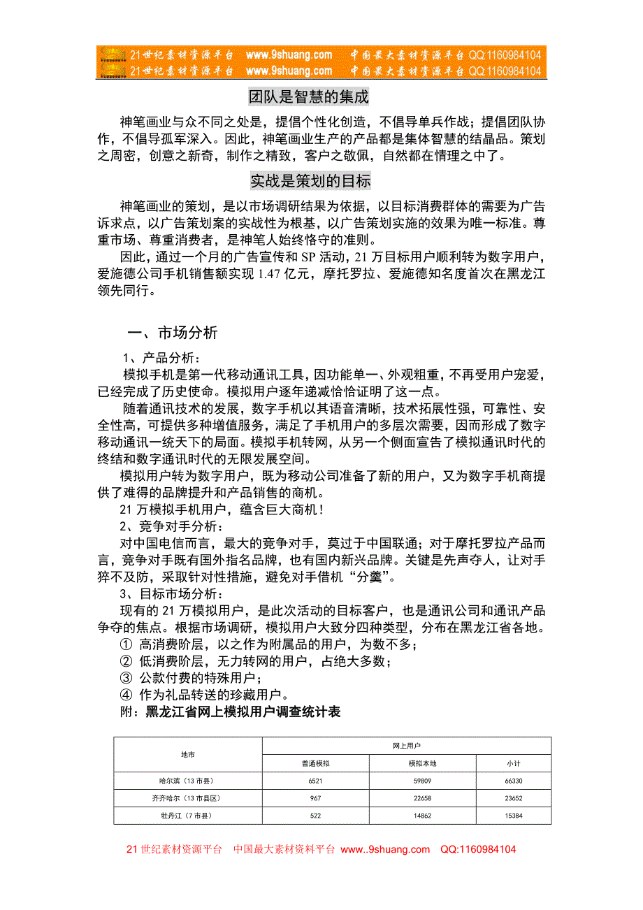 黑龙江省移动模拟转网活动策划书_第2页