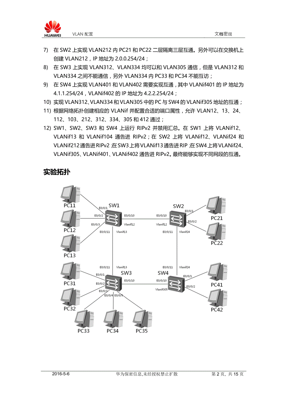 VLAN配置实验指导书－华为HCIE-RS配置_第2页