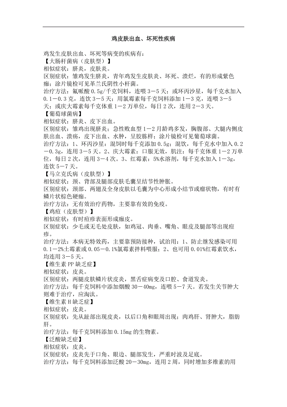 鸡皮肤出血、坏死性疾病_第1页