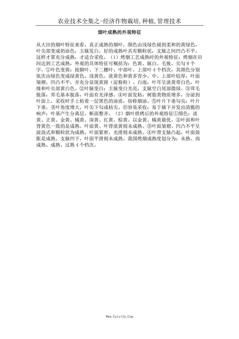 烟叶成熟的外观特征_第1页