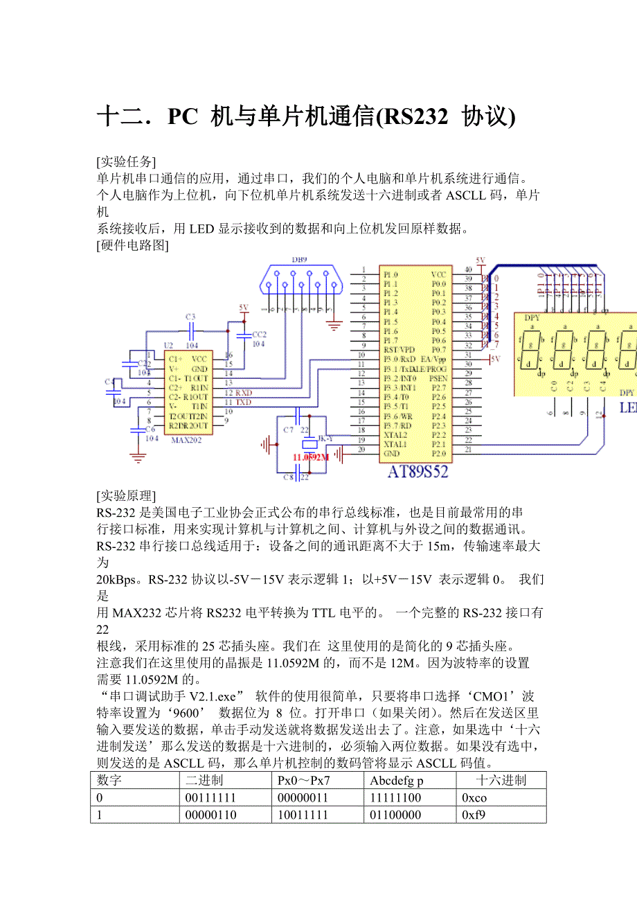 PC机与单片机通信(RS232 协议)_第1页