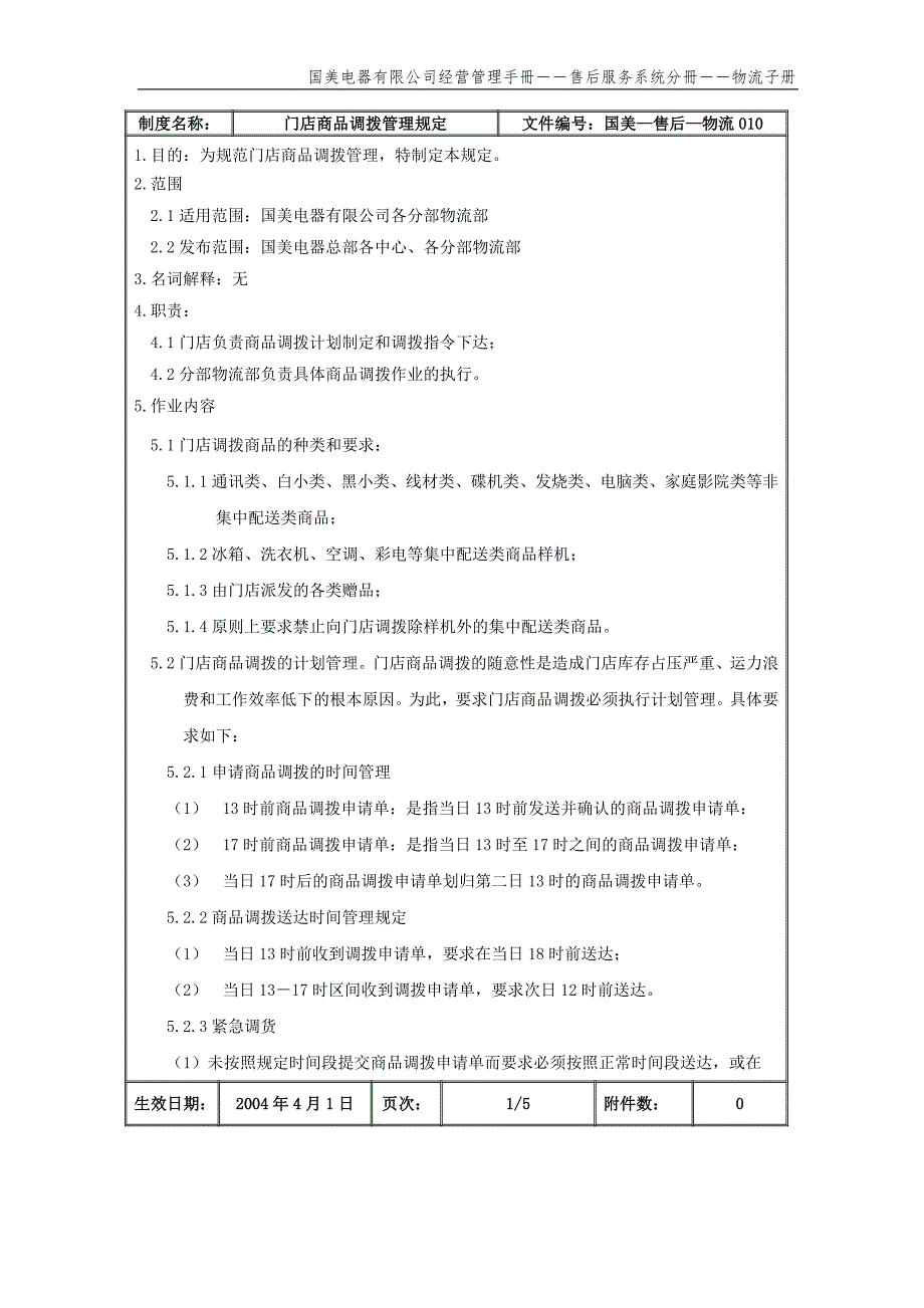 门店商品调拨管理规定（国美—售后—物流010）第一版_第2页