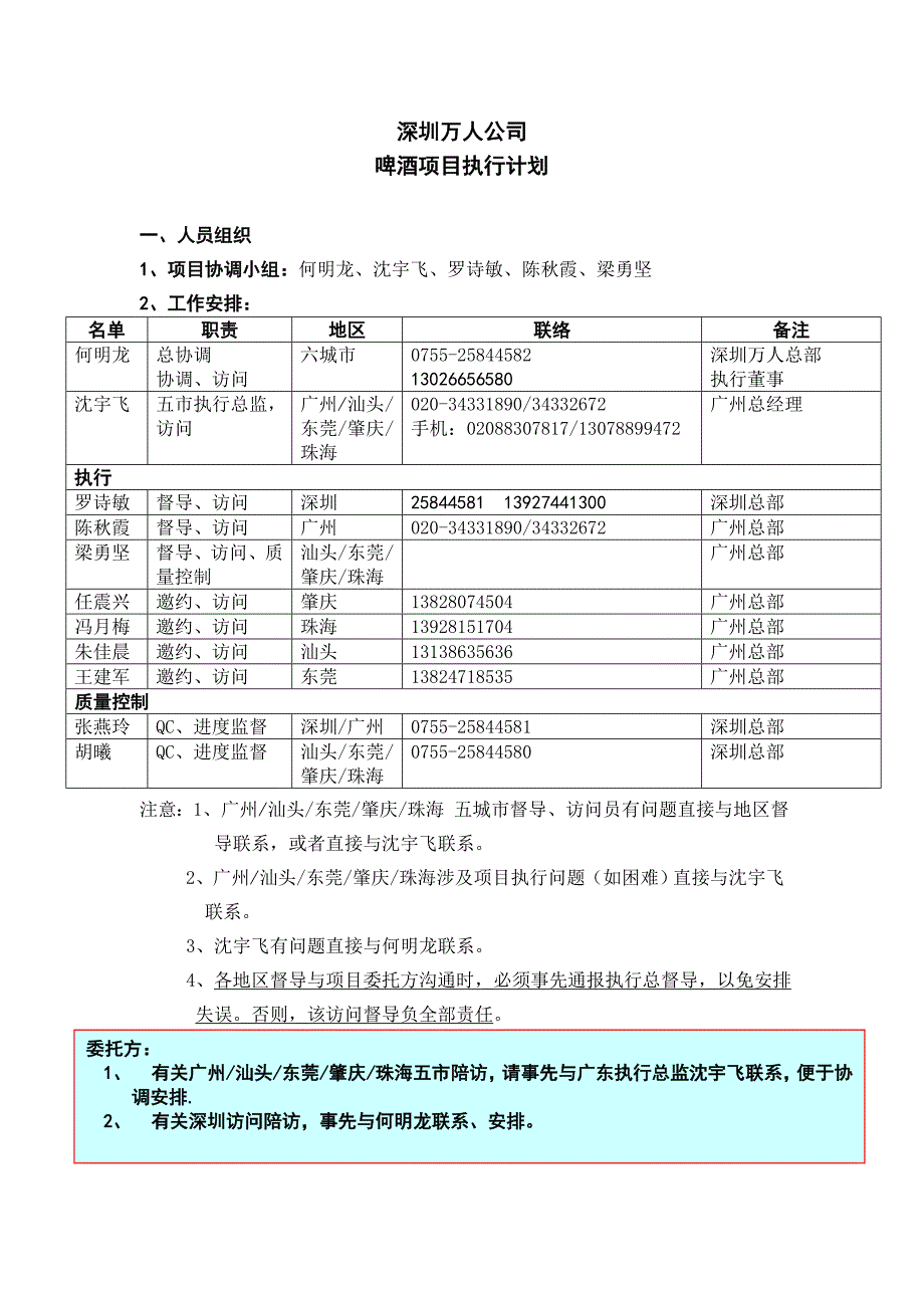 深圳万人公司啤酒项目执行计划_第1页