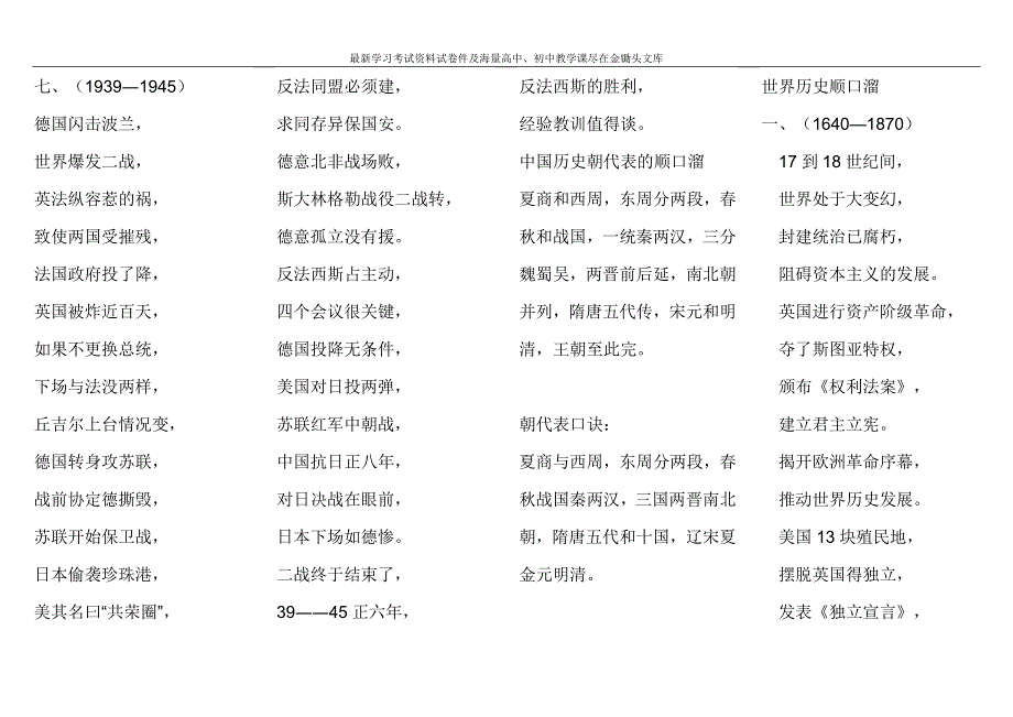 世界近代史知识点记忆顺口溜_第3页