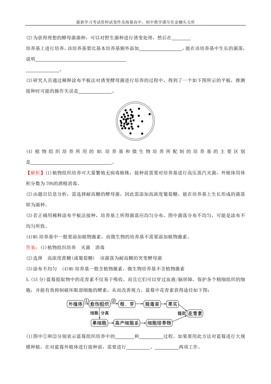 2016届高考生物二轮复习 专题能力提升练18 生物技术在其他方面的应用_第4页