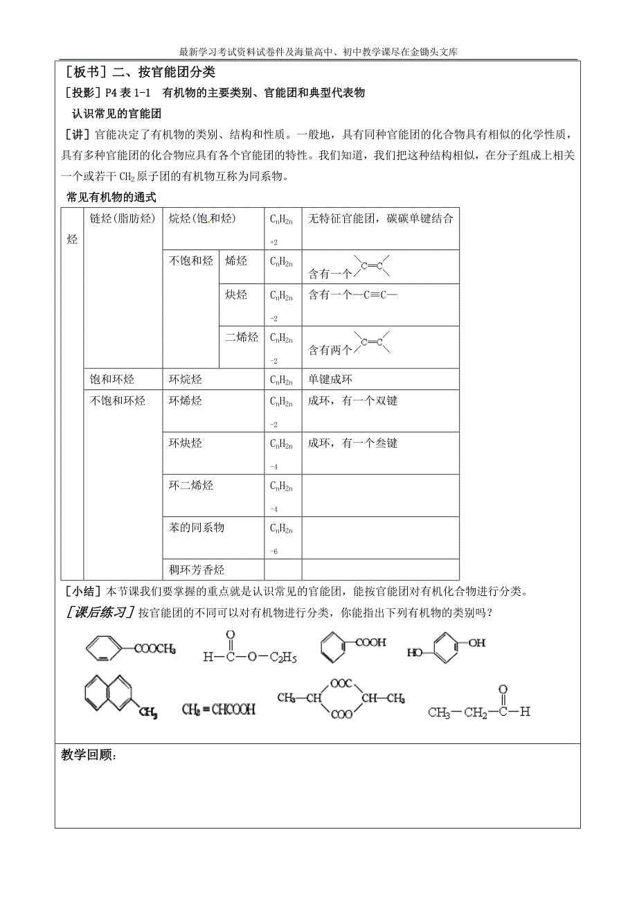 人教版新课标高中化学选修五表格式教案（全册，84页）_第2页