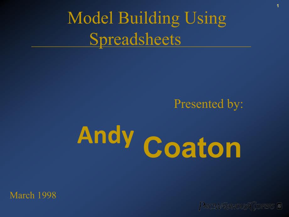 Model Building Using Spreadsheets_第1页