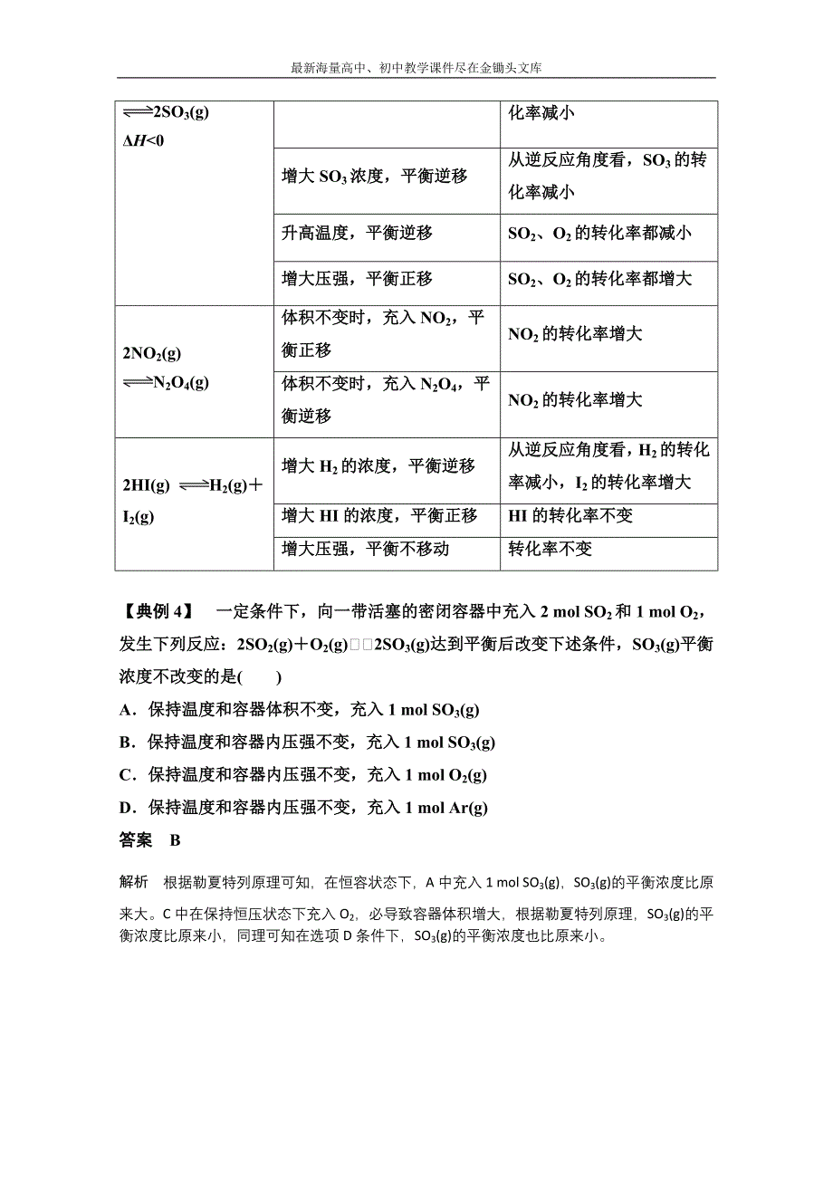 （人教版）化学选修 第2章《化学反应速率和化学平衡》专题突破（3）及答案_第2页