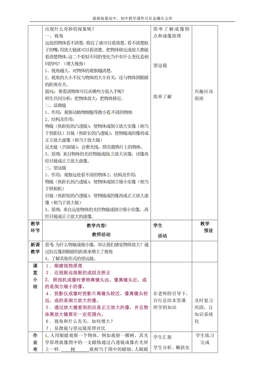 沪科版八年级物理全册《4.6 神奇的眼镜》教案_第4页