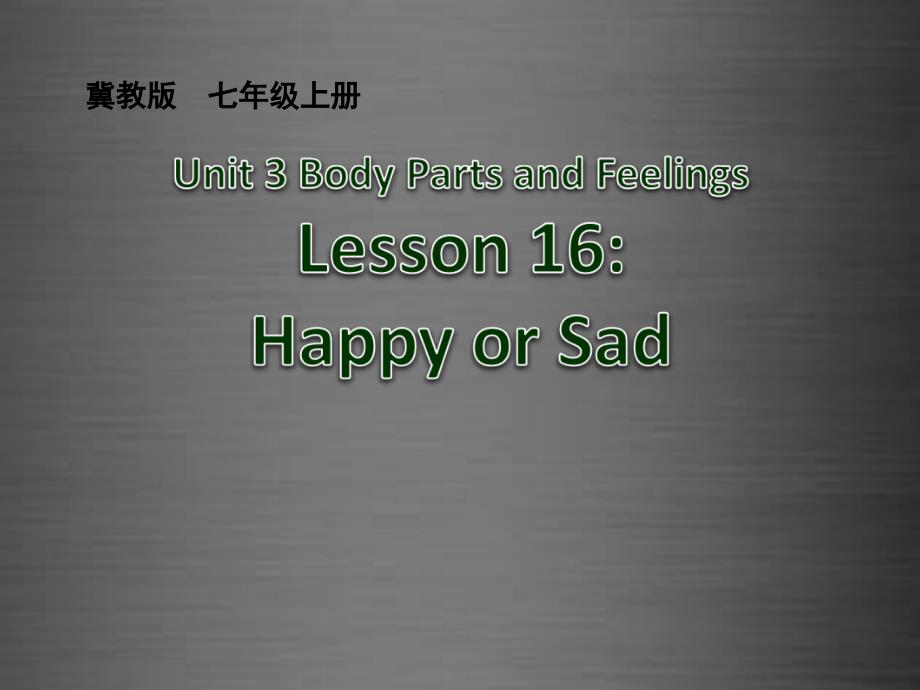 （冀教版）七年级上册 Unit 3 Lesson 16 Happy or Sad课件_第1页