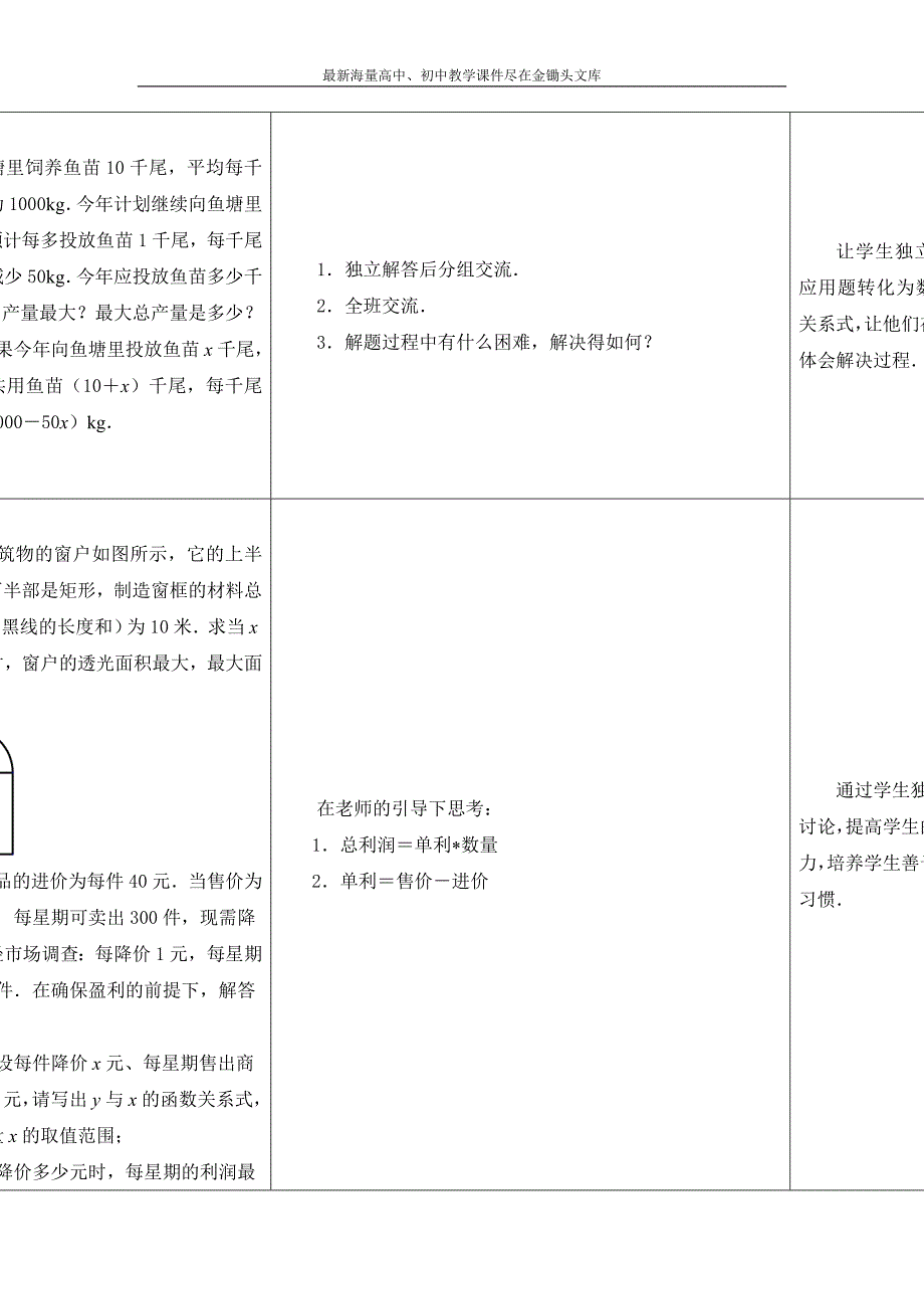 （苏科版）九年级下册 5.5《用二次函数解决问题（1）》教案设计_第2页