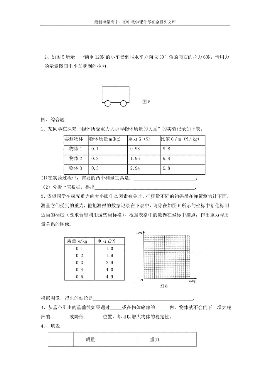 《怎样测量和表示力》同步试题1_第3页