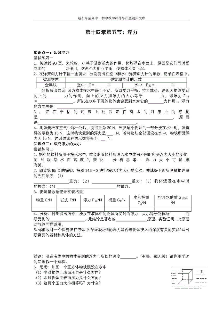 第九章《浮力与升力》单元试题1_第1页