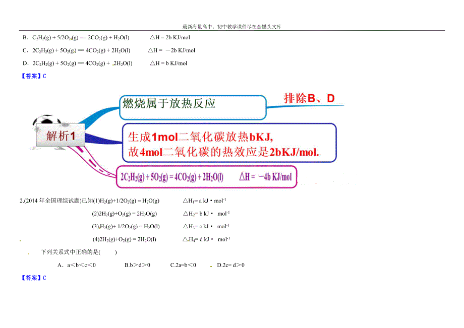 （人教版）化学选修 思维导图 1-1化学反应与能量的变化（含答案）_第2页