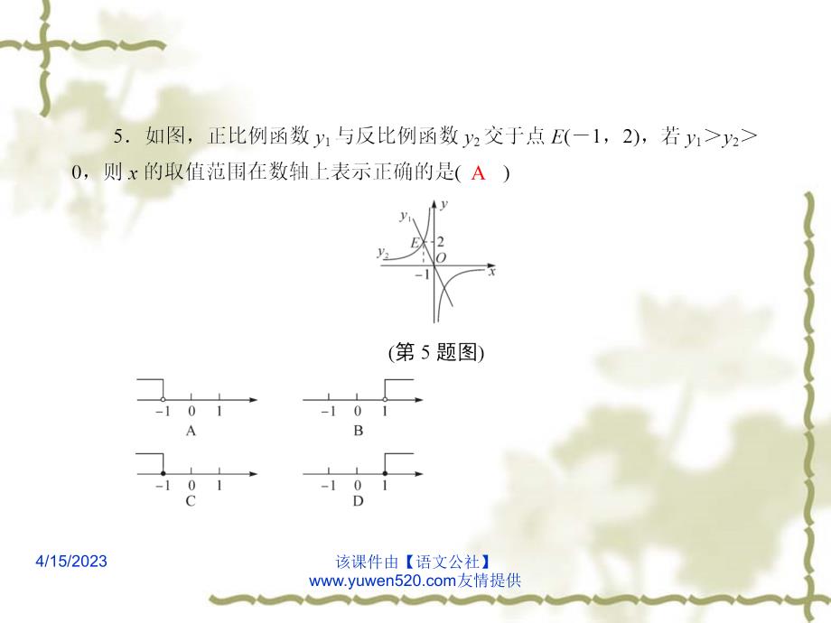 中考数学课后强化训练 第15课《反比例函数的图象与性质》ppt课件_第4页