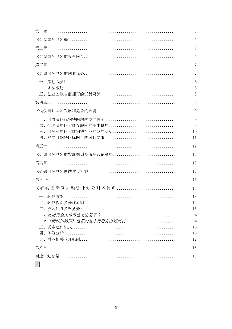 钢铁国际网商业计划书_第3页