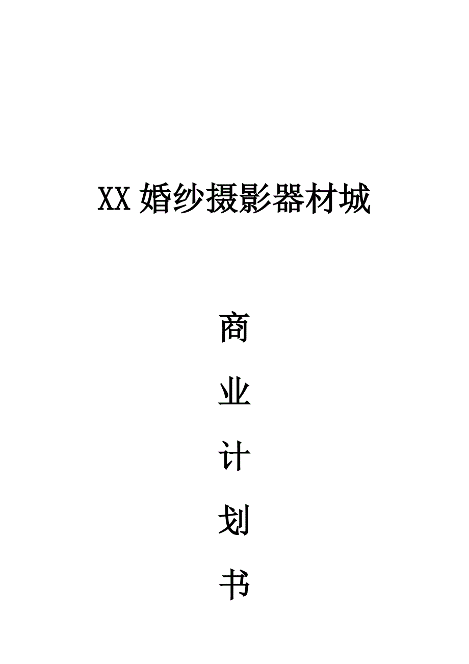 婚纱摄影器材城（餐饮娱乐商业计划书）_第1页