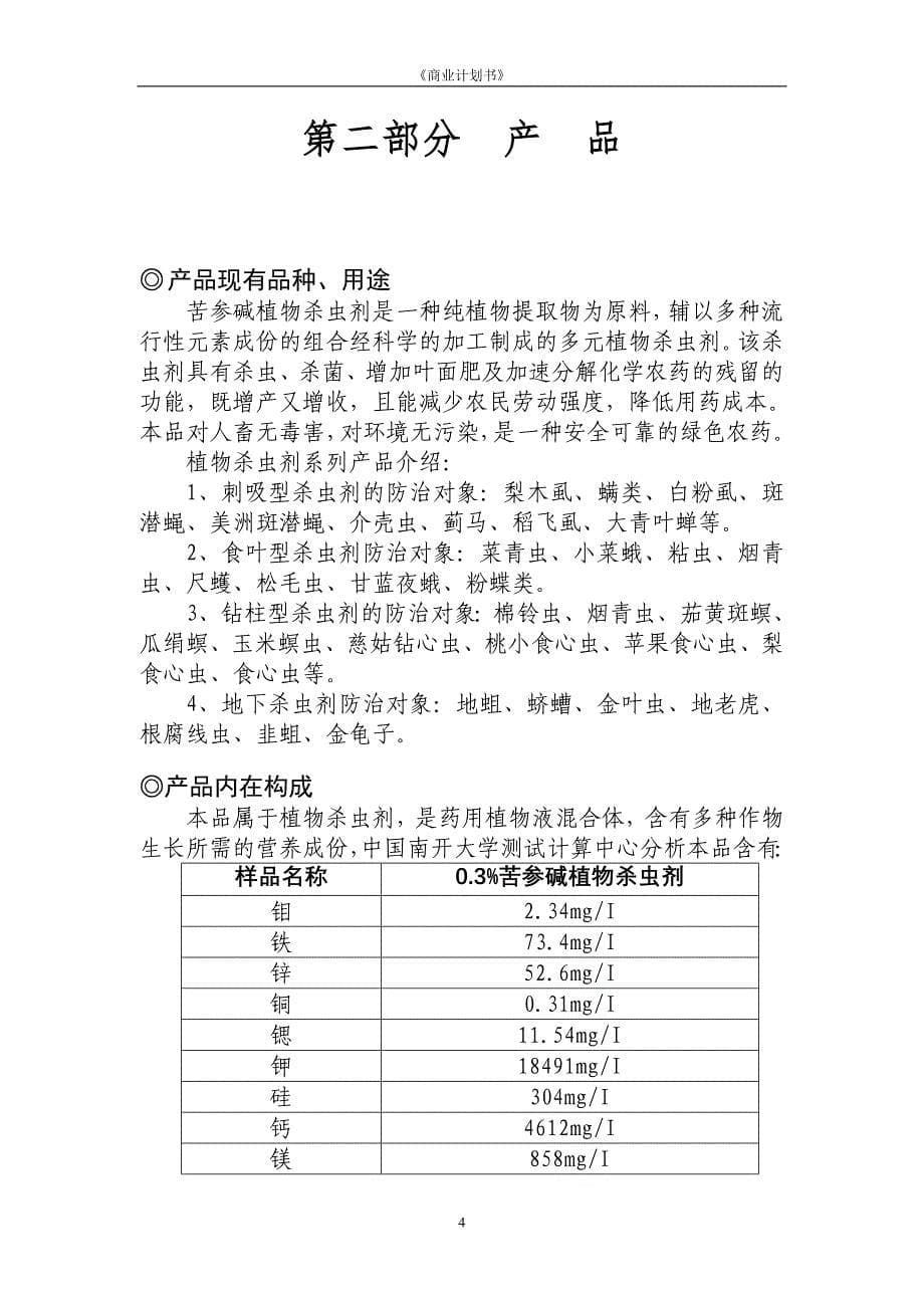 年产6000吨植物杀虫剂项目商业计划书_第5页