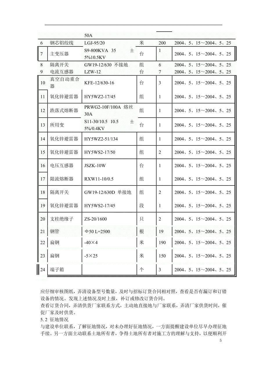 变电站工程施工组织设计方案（电气施工组织设计）_第5页