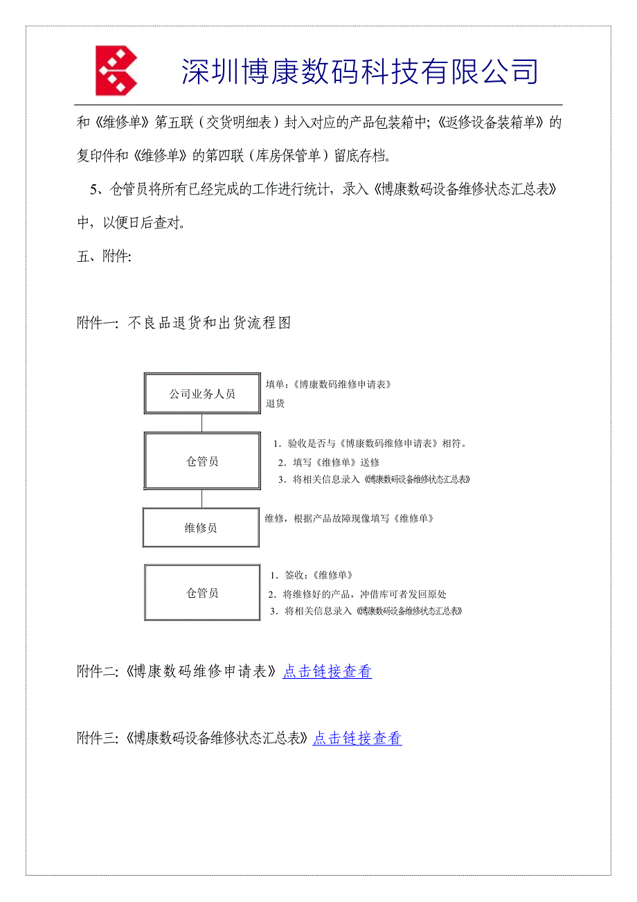 不良品退仓返修程序指引（人力资源－员工管理）_第3页