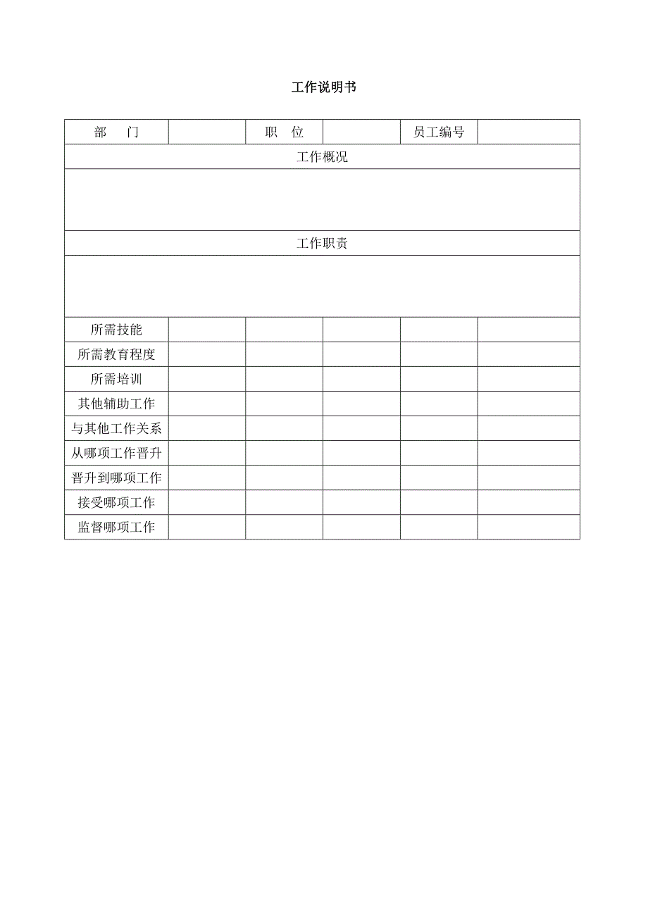 工作说明书（HR人力资源管理工具－招聘斟选类）_第1页