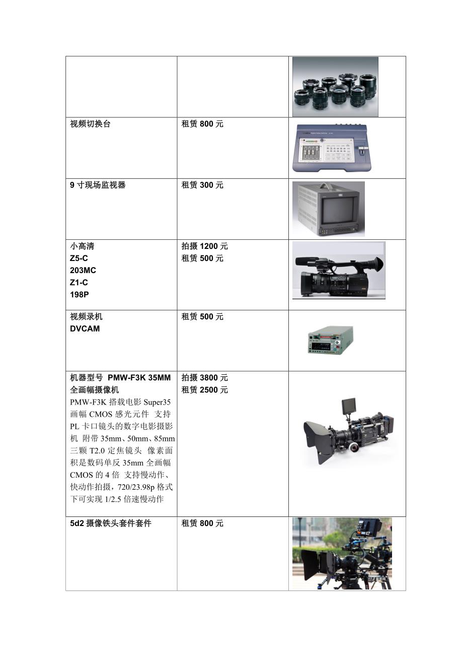 专业摄影摄像设备清单_第2页