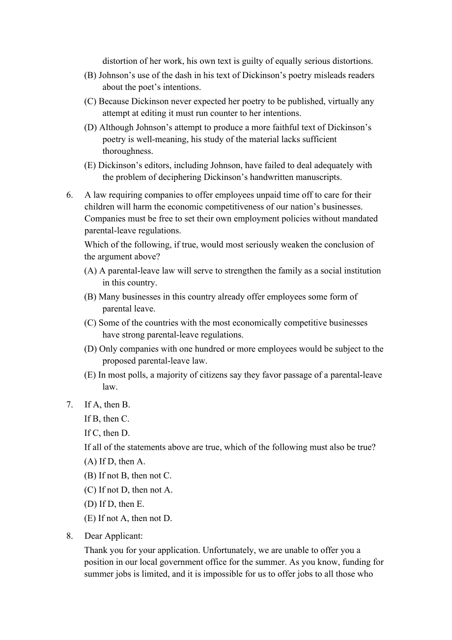 GMAT逻辑题(带答案)_第3页